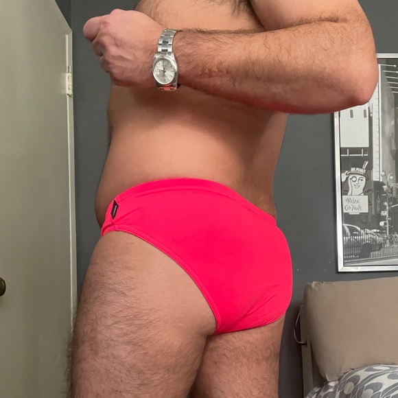 N2N Bodywear MS Monterey Sport Size L Hot Coral Mens Drawstring Bikini Swim Suit - Picture 6 of 16